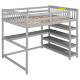 Full Size Loft Bed with Storage Shelves and Under-bed Desk, Gray(OLD SKU:SM000246AAE-1) - Home Elegance USA