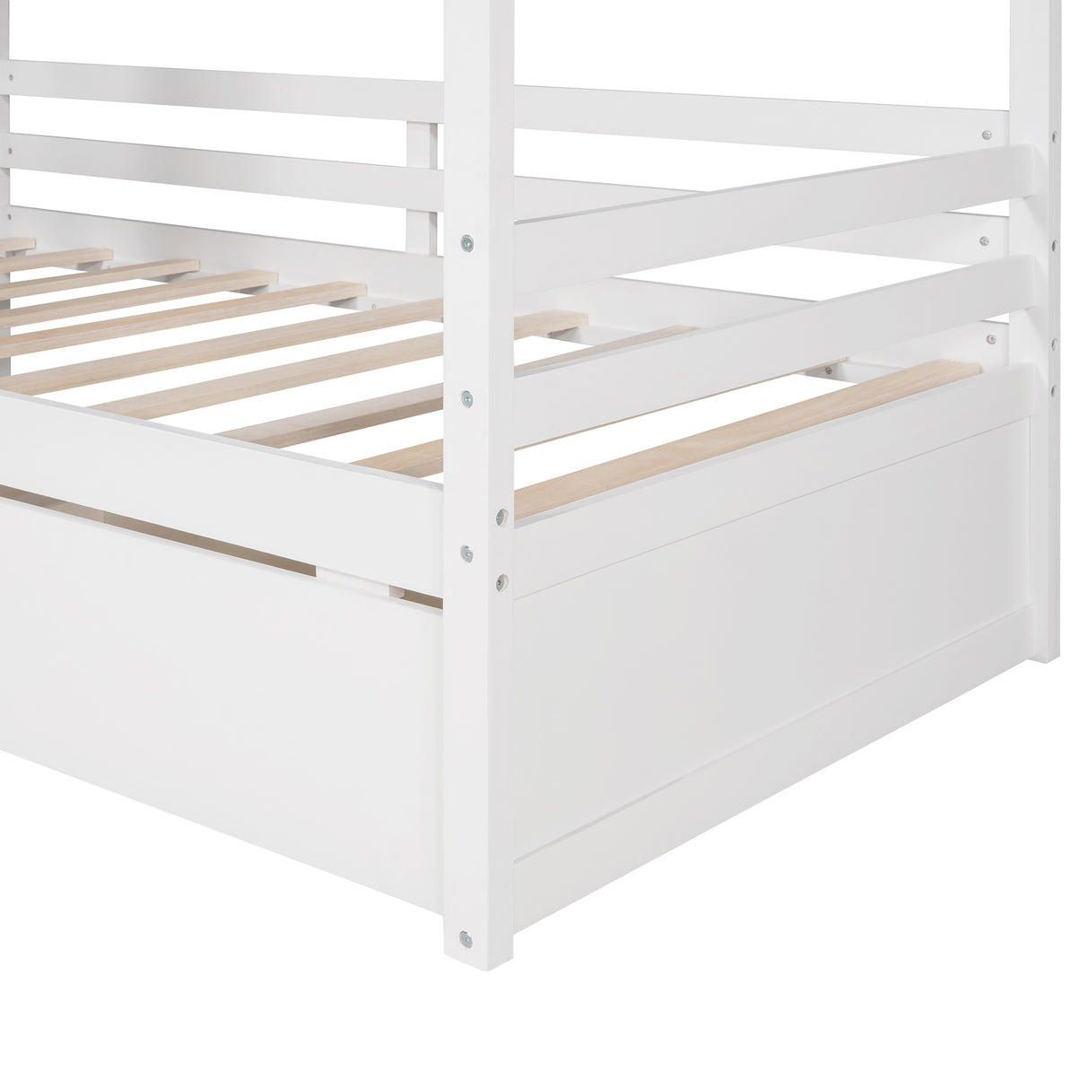 Twin Size House Bed Wood Bed with Two Drawers ( White ) - Home Elegance USA