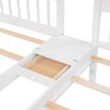 Full Over Twin & Twin Bunk Bed, Wood Triple Bunk Bed with Drawers and Guardrails (White) - Home Elegance USA