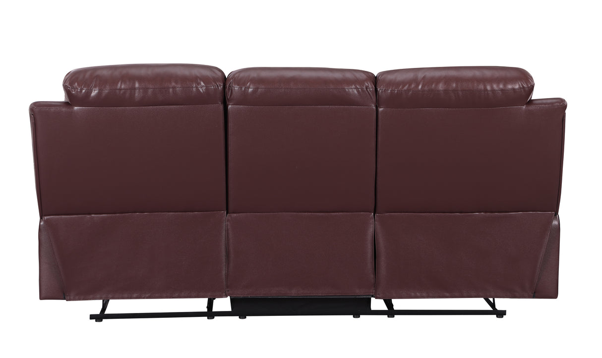 Global United  Leather Air Upholstered Reclining Sofa with Fiber Back Home Elegance USA