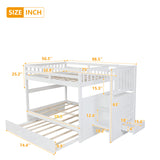 Full Over Full Bunk Bed with Twin Size Trundle (White) - Home Elegance USA