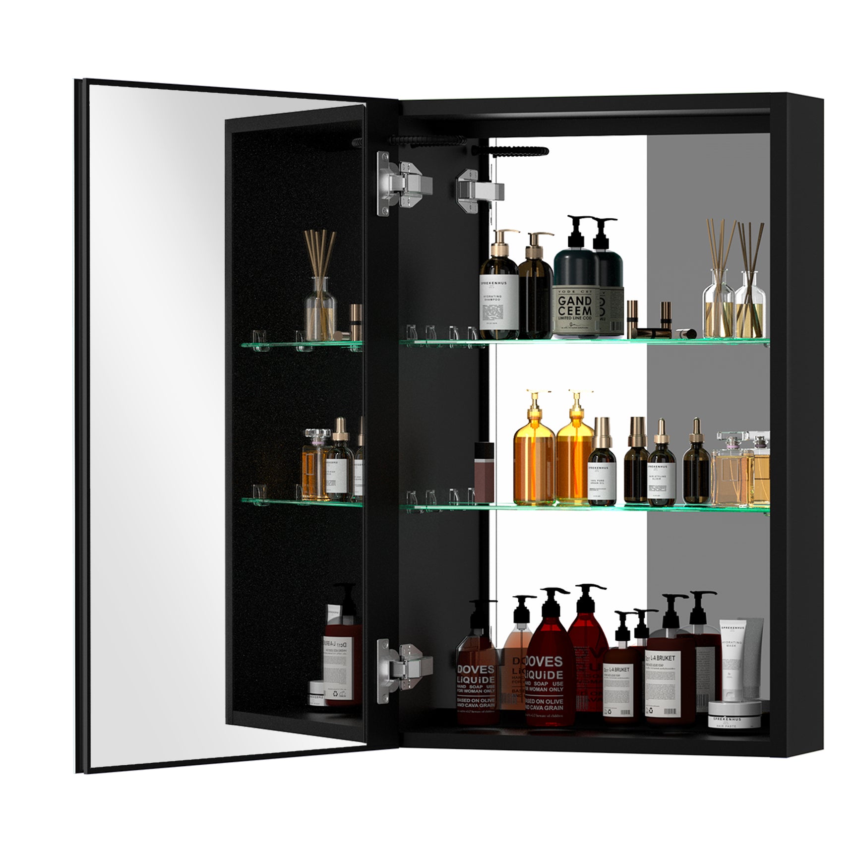 30x30 Inch LED Bathroom Medicine Cabinet with Mirror Defogging Dimmer Black - W995S00049 - image - 2