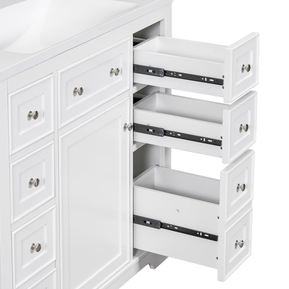 36" Bathroom Vanity with Sink Combo, One Cabinet and Six Drawers, Solid Wood and MDF Board, White - SY999404AAK - image - 30