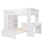 Twin size Loft Bed with a Stand-alone bed, Shelves,Desk,and Wardrobe-White - Home Elegance USA