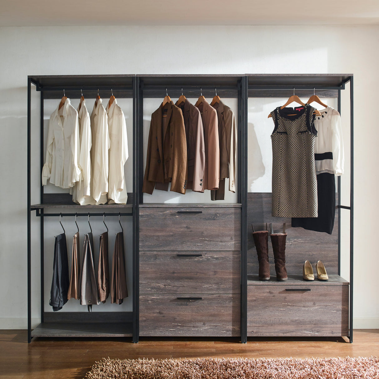 Monica Wood Walk-in Closet System - Home Elegance USA