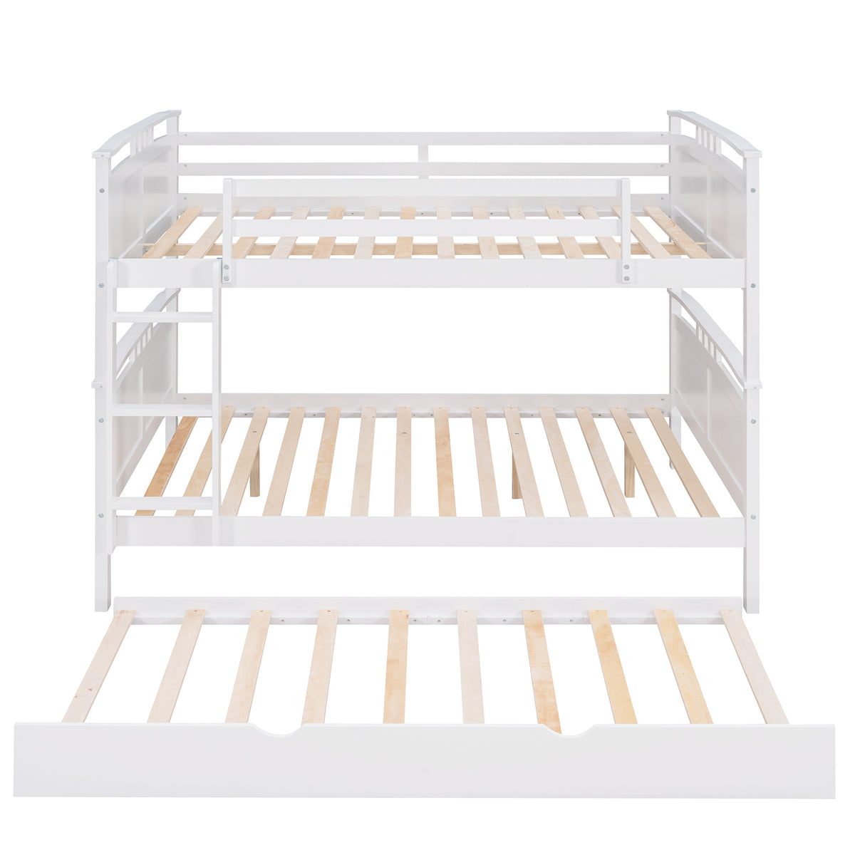 Full-Over-Full Bunk Bed with Twin size Trundle , Separable Bunk Bed for Bedroom - White - Home Elegance USA