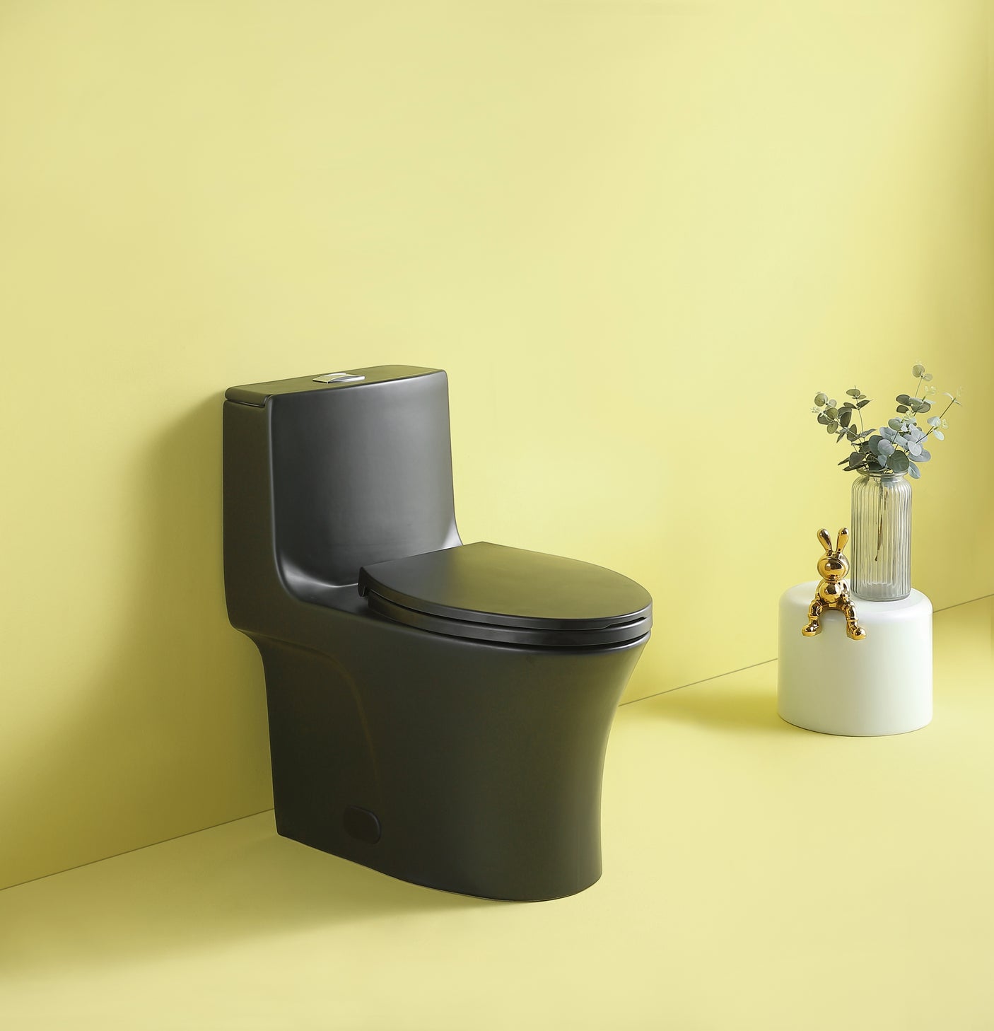 15 1/8 Inch 1.1/1.6 GPF Dual Flush 1-Piece Elongated Toilet with Soft-Close Seat - Matt Black 23T02-MB