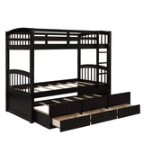 Twin Bunk Bed with Ladder, Safety Rail, Twin Trundle Bed with 3 Drawers for Teens Bedroom, Guest Room Furniture(Espresso)(OLD SKU :LP000071AAP) - Home Elegance USA