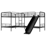 Twin Size L-Shaped Bunk Bed with Slide and Ladder, Black(OLD SKU:GX000615AAB) - Home Elegance USA