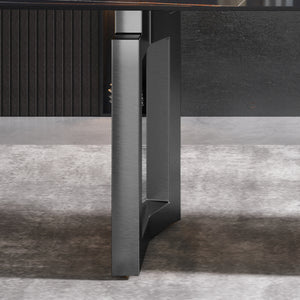 63"Modern artificial stone black curved black metal leg dining table - 6 people - W1535S00161 - image - 8