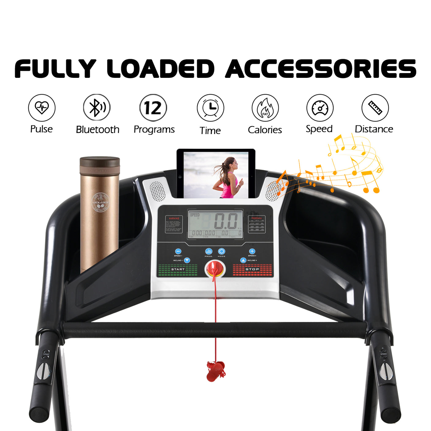 Treadmills for Home, Electric Treadmill with 15% Automatic Incline, Foldable 3.25HP Workout Running Machine Walking, Double Running Board Shock Absorption Pulse Sensor Bluetooth Speaker APP FITSHOW.