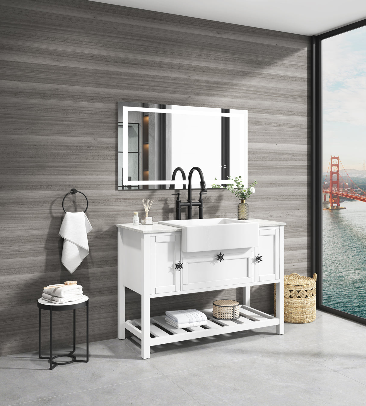 Solid Wood Bathroom Vanities Without Tops 48 in. W x 20 in. D x 33.60 in. H   Bath Vanity in White with