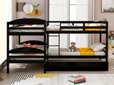 Twin L-Shaped Bunk bed with Trundle-Espresso（OLD SKU:LP000024AAP) - Home Elegance USA