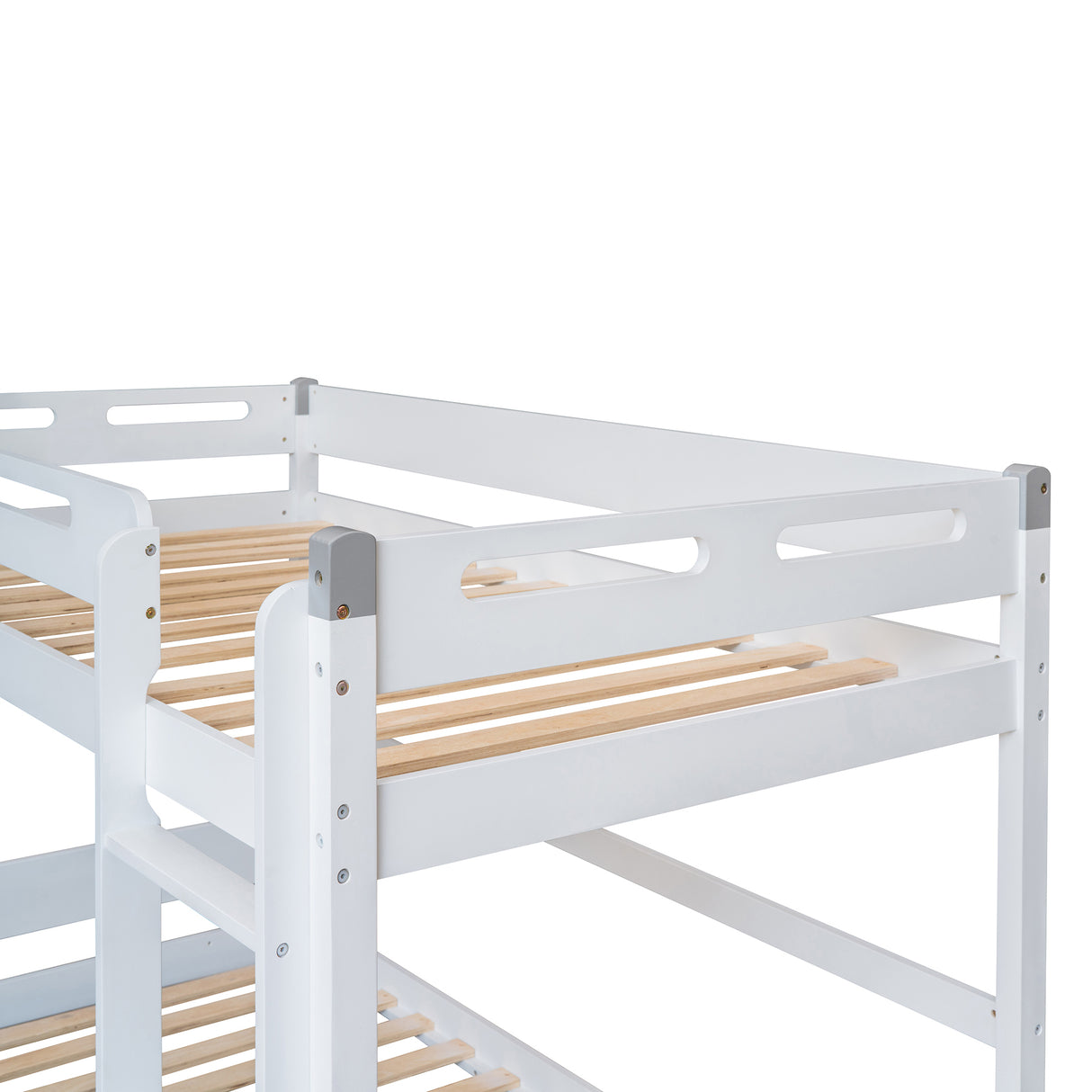 Twin Size Car-Shaped Convertible Bunk Bed, White - Home Elegance USA