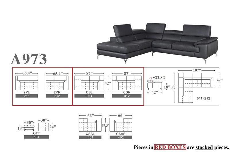 A973B Premium Leather Sectional In White - 179061 - Wht | J&M | Home Elegance USA