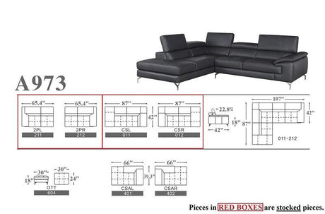 A973B Premium Leather Sectional In White - 179061-Wht | J&M