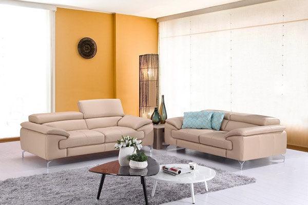 A973 Peanut Italian Leather Sofa - 179061113 - S | J&M | Home Elegance USA