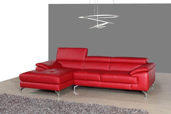 J&M Furniture - A973B Red Italian Leather Mini Laf Chaise Sectional - 179061-Lhfc