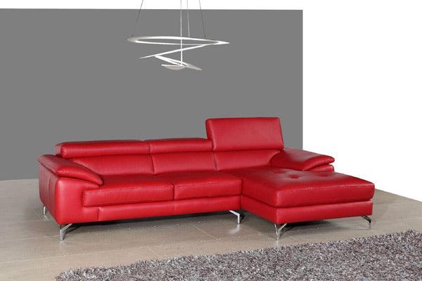 A973B Red Italian Leather Mini Raf Chaise Sectional - 179061 - Rhfc | J&M | Home Elegance USA
