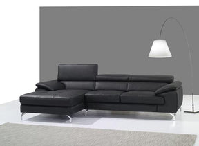 A973B Black Italian Leather Mini Laf Chaise Sectional - 1790612-Lhfc | J&M
