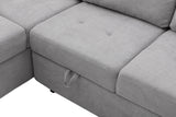 Sleeper Sectional Sofa, L-Shape Corner Couch Sofa-Bed with Storage Ottoman & Hidden Arm Storage & USB Charge  for Living Room Apartment, Gray - Home Elegance USA