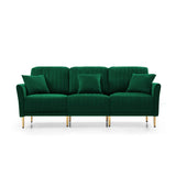 Sofa Sets for Living Room 3 Piece Mid Century Modern Sectional Couch Set, 2 Upholstered Loveseat Sofas and one 3-Seat Sofa (3, Green Velvet) Home Elegance USA