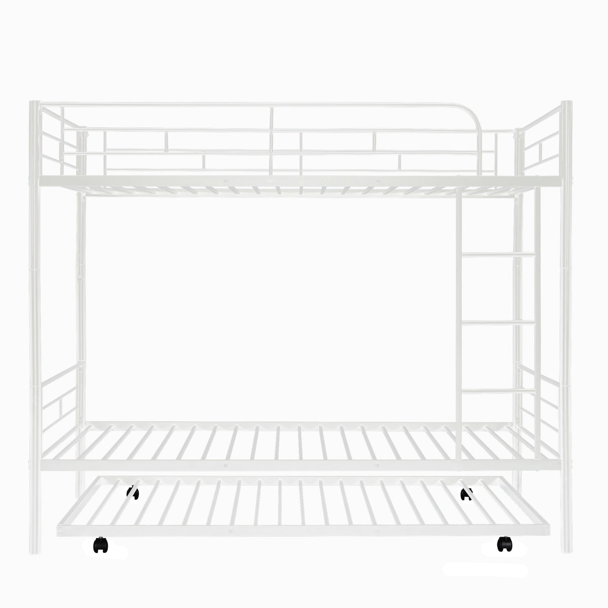 Twin-Over-Twin Metal Bunk Bed With Trundle,Can be Divided into two beds,No Box Spring needed ,White ( old sku: MF194806AAK ) - Home Elegance USA