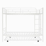 Twin-Over-Twin Metal Bunk Bed With Trundle,Can be Divided into two beds,No Box Spring needed ,White ( old sku: MF194806AAK ) - Home Elegance USA