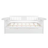 Full size Daybed with Twin size Trundle, Wood Slat Support, White Home Elegance USA