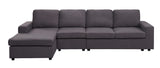 Dunlin Sofa with Reversible Chaise in Dark Gray Linen - Home Elegance USA