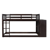 Twin over Twin Bunk Bed with 4 Drawers and 3 Shelves-Espresso（OLD SKU: LP000067AAP） - Home Elegance USA