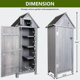Outdoor Storage Cabinet Tool Shed Wooden Garden Shed with Floor, Hooks and Asphalt Waterproof Roof,Organizer Wooden Lockers with Fir Wood,Grey