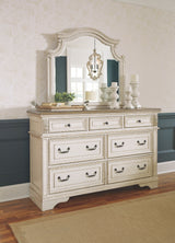 Realyn - Two-tone - 6 Pc. - Dresser, Mirror, Chest, King Upholstered Sleigh Bed - Home Elegance USA