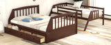 Twin-Over-Full Bunk Bed with Drawers，Ladder and Storage Staircase, Espresso - Home Elegance USA