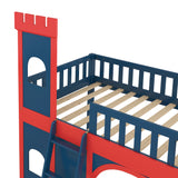 Twin Size Castle Shaped Loft Bed with Underbed Storage Space,Red - Home Elegance USA