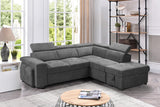 Henrik Light Gray Sleeper Sectional Sofa with Storage Ottoman and 2 Stools - Home Elegance USA