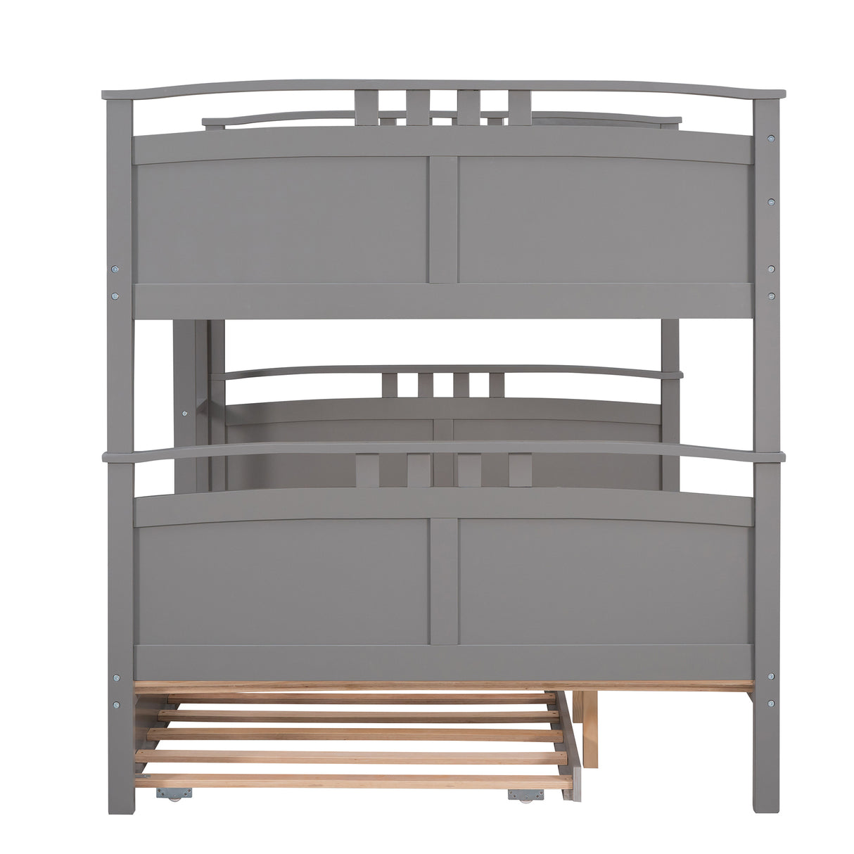 Full-Over-Full Bunk Bed with Twin size Trundle , Separable Bunk Bed for Bedroom - Grey - Home Elegance USA