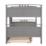 Full-Over-Full Bunk Bed with Twin size Trundle , Separable Bunk Bed for Bedroom - Grey - Home Elegance USA