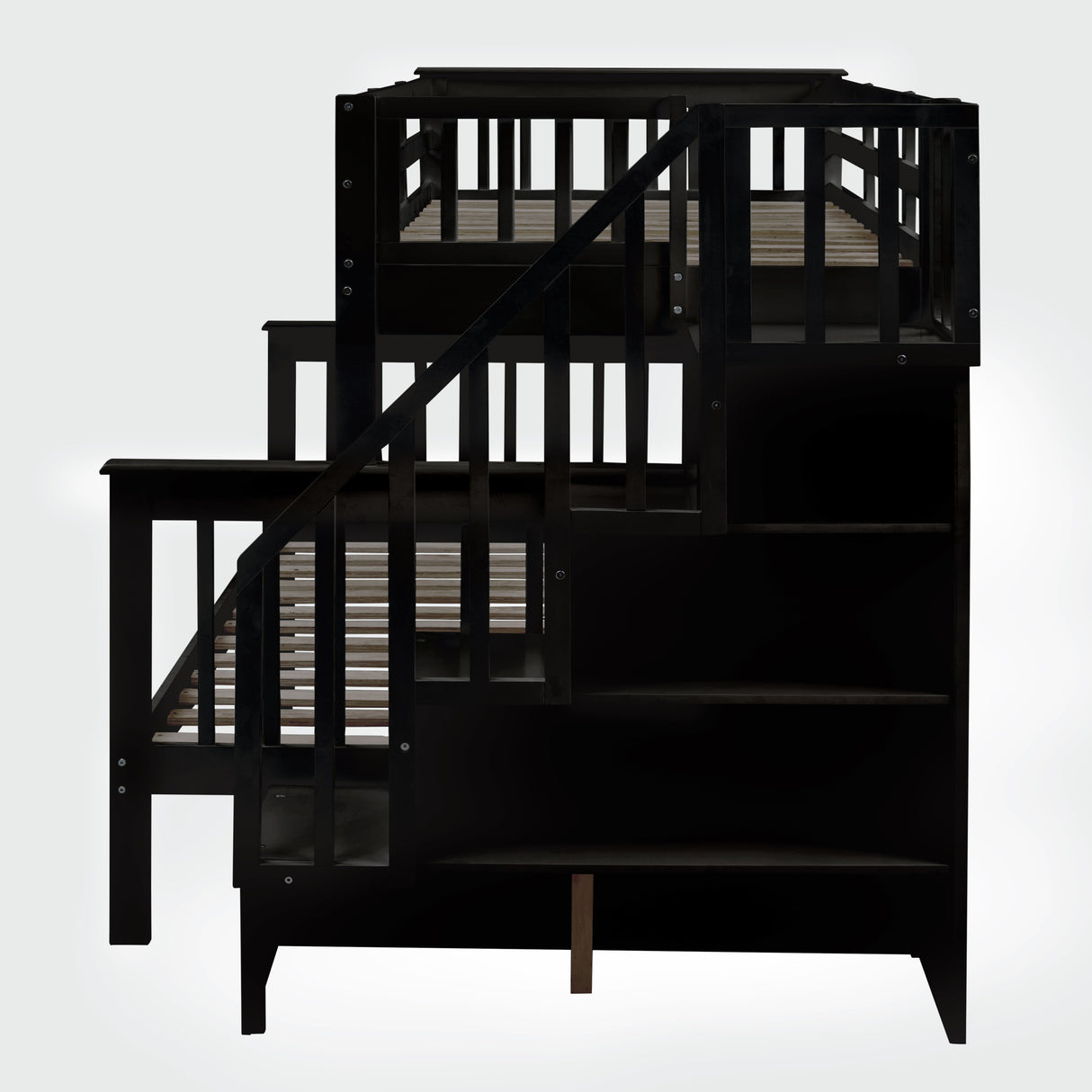 Stairway Twin-Over-Full Bunk Bed with Twin size Trundle, Storage and Guard Rail for Bedroom, Dorm, for  Adults, Espresso (OLD SKU :LP000119AAP) - Home Elegance USA