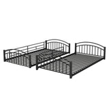 Twin Over Twin Metal Bunk Bed With Slide,Kids House Bed Black+Red - Home Elegance USA