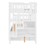 Stairway Twin-Over-Twin Bunk Bed with Storage and Guard Rail for Bedroom, Dorm, White color(OLD SKU :LP000109AAK) - Home Elegance USA