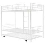 Twin-Over-Twin Metal Bunk Bed With Trundle,Can be Divided into two beds,No Box Spring needed ,White ( old sku: MF194806AAK ) - Home Elegance USA