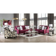 Jillian - Sofa & Loveseat - Plum / Ivory / White