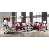 Jillian - Sofa & Loveseat - Plum / Ivory / White - Home Elegance USA