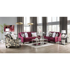 Jillian - Sofa & Loveseat - Plum / Ivory / White