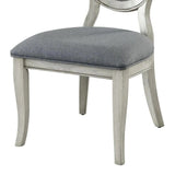 Transitional Antique White and Gray Side Chairs Set of 2 Chairs Dining Room Furniture Padded fabric seat - Home Elegance USA