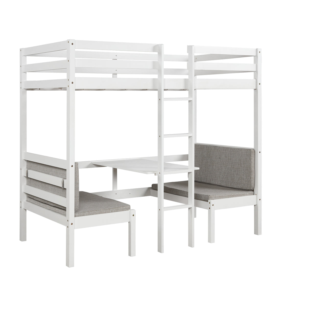 Functional Loft Bed (turn into upper bed and down desk，cushion sets are free),Twin Size,White - Home Elegance USA