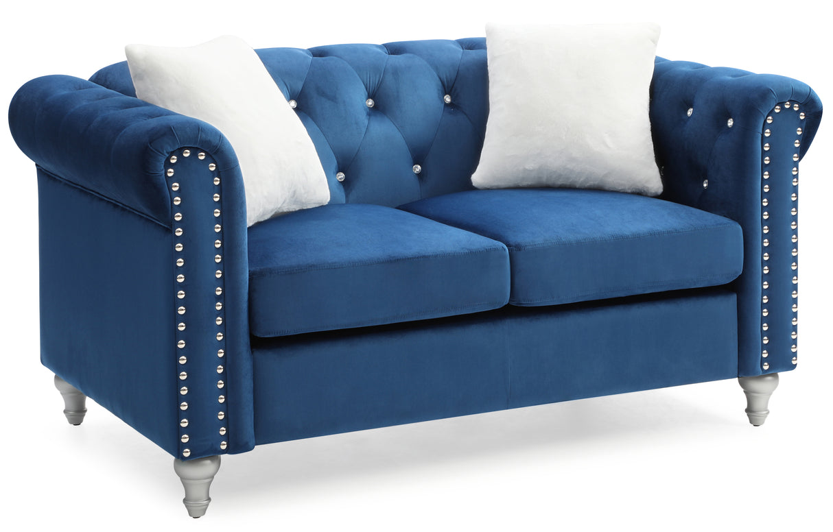 Glory Furniture Raisa G861A-L Loveseat , NAVY BLUE Home Elegance USA