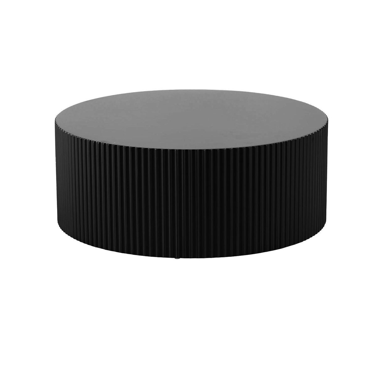 Sleek and Modern Round Coffee Table with Eye-Catching Relief Design, Black Home Elegance USA