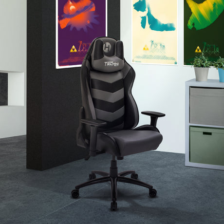 Techni Sport TS-61 Ergonomic High Back Racer Style Video Gaming Chair, Grey/Black - Home Elegance USA